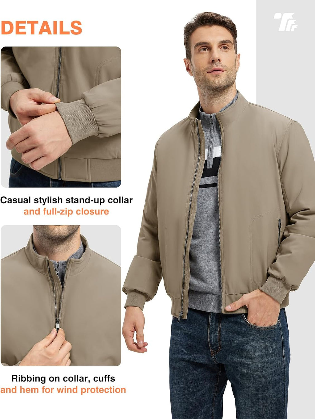 TBMPOY Men's Winter Jackets Bomber Padded Casual Windbreaker Warm Fall Coat