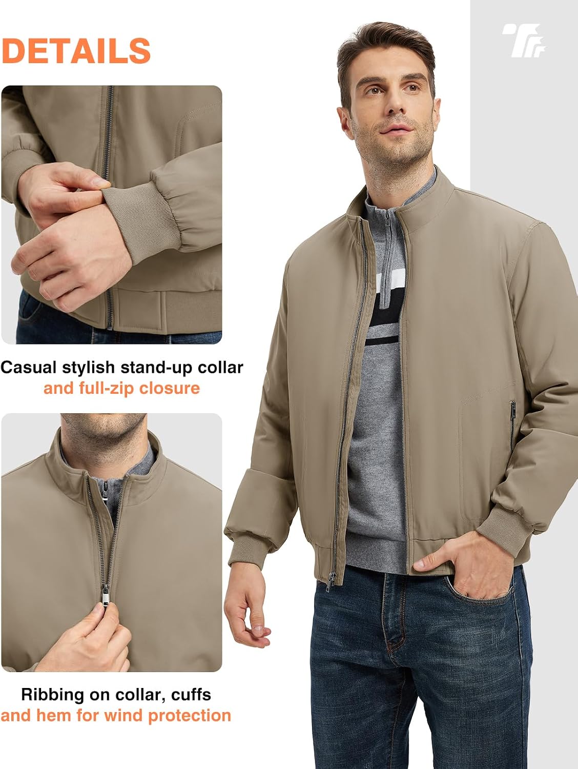 TBMPOY Men's Winter Jackets Bomber Padded Casual Windbreaker Warm Fall Coat