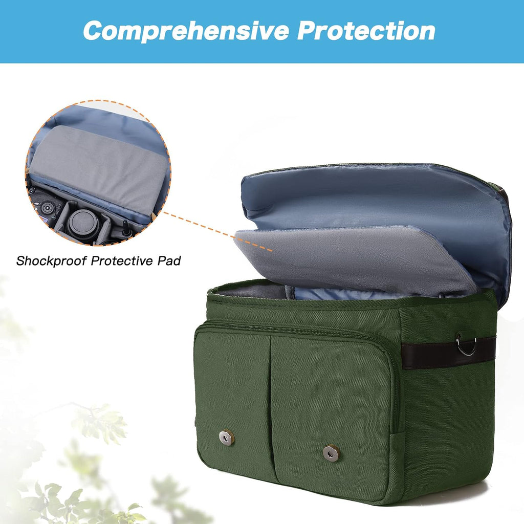 MOSISO Camera Case Crossbody Shoulder Messenger Photography Bag, Army Green