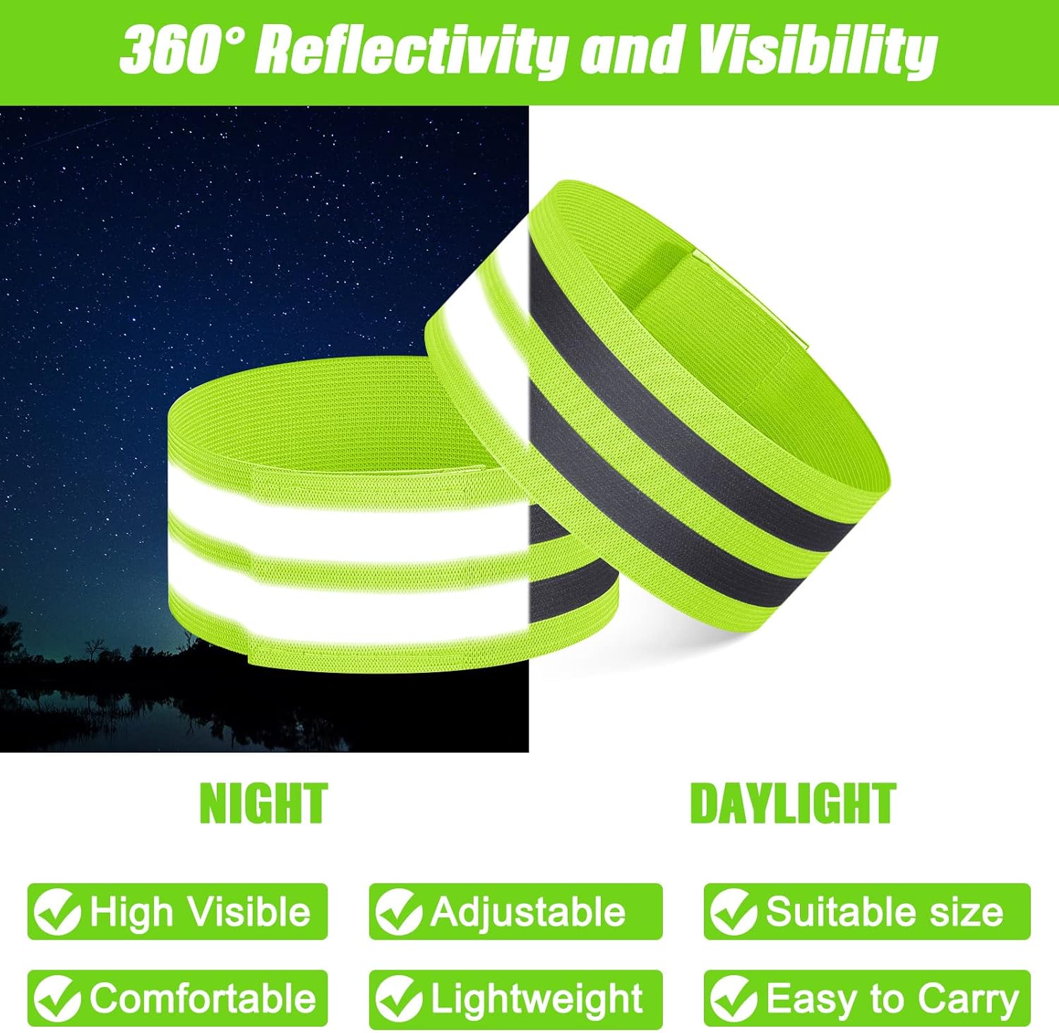 100 Pcs Reflective Arm Bands for Night Walking Reflector Bands Wrist Arm Ankle Leg High Visibility Reflective Gear Safety Reflector Tape Straps for Cycling and Running