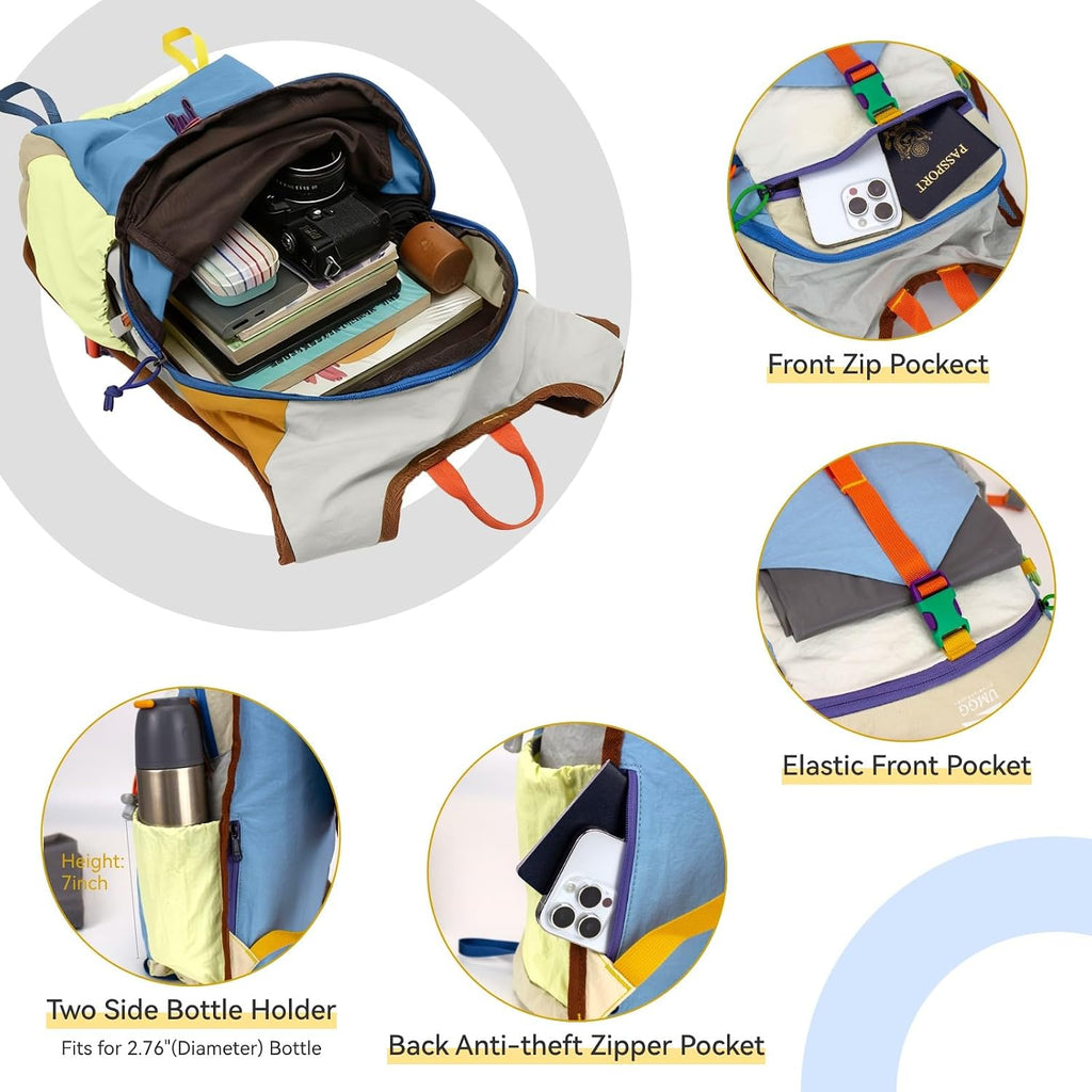 Small Hiking Backpack Travel Daypack 15L Colorful Lightweight Packable Foldable Casual Backpack for Women Men