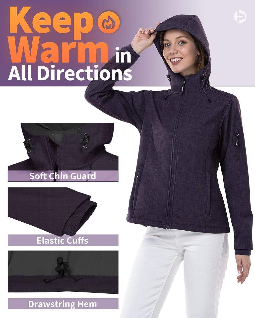 Outdoor Ventures Women's Softshell Jacket Fleece Lined Waterproof Rain Coat