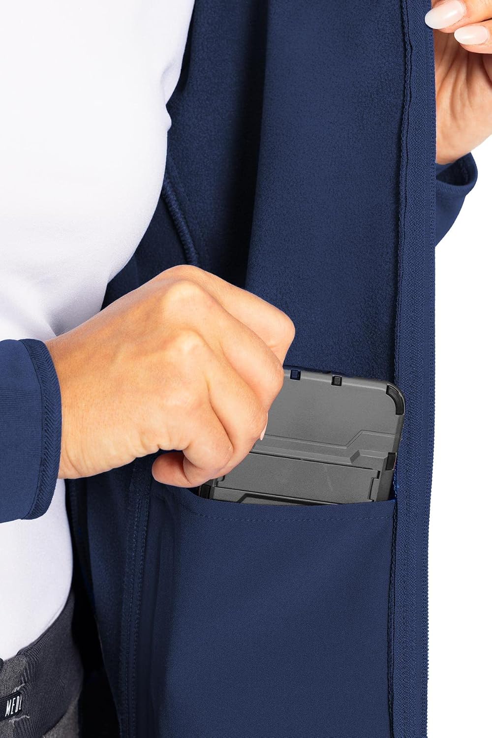 Med Couture Layers Performance Fleece Scrub Jacket for Women