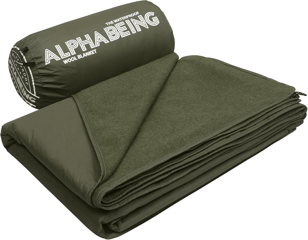 AlphaBeing Waterproof Outdoor Blanket with Merino Wool, Extra Thick Warm