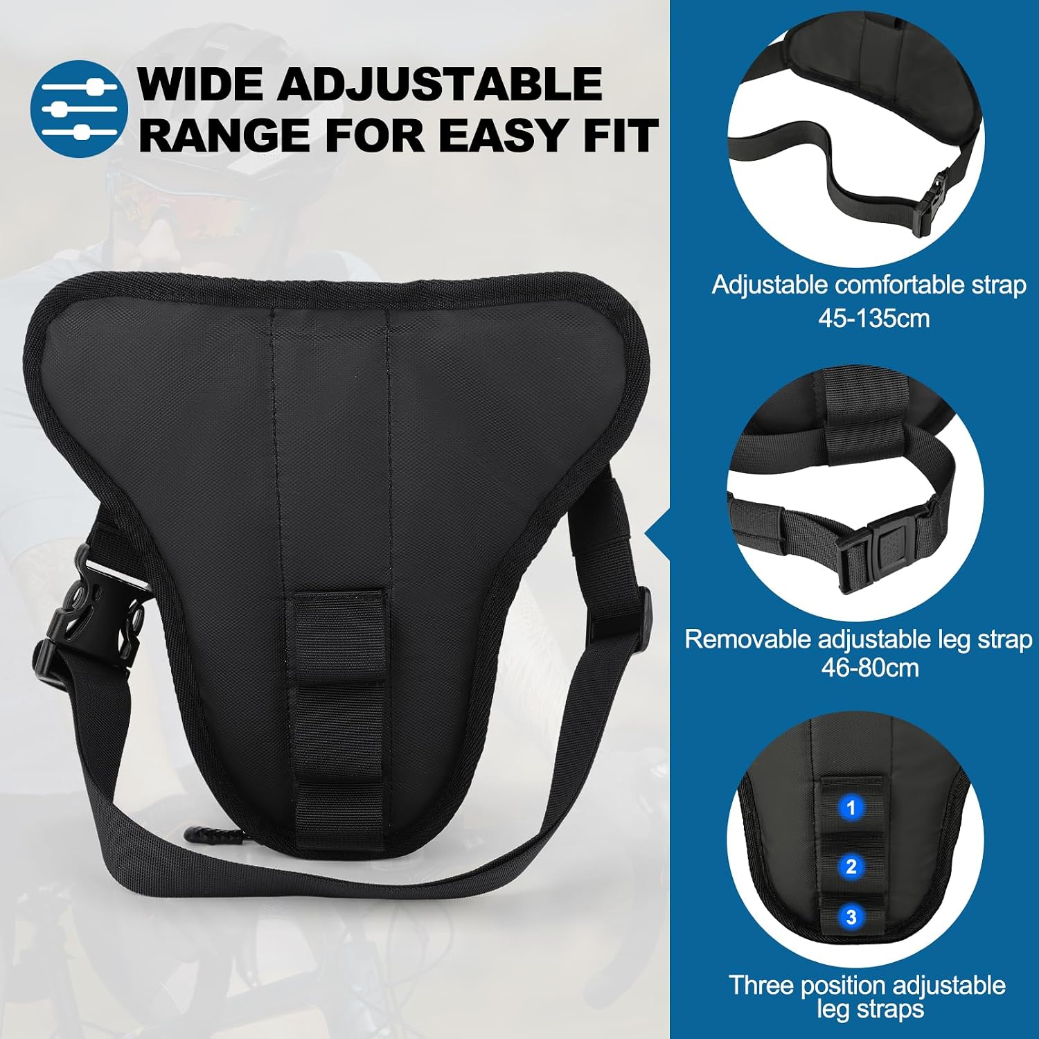 ISEYOU Thigh Bag, Motorcycle Leg Bag for Men Women, Drop Leg Bag with Removable Leg Straps, Multifunctional Gear Bags for Cycling Hiking Camping Fishing Travel Outdoor