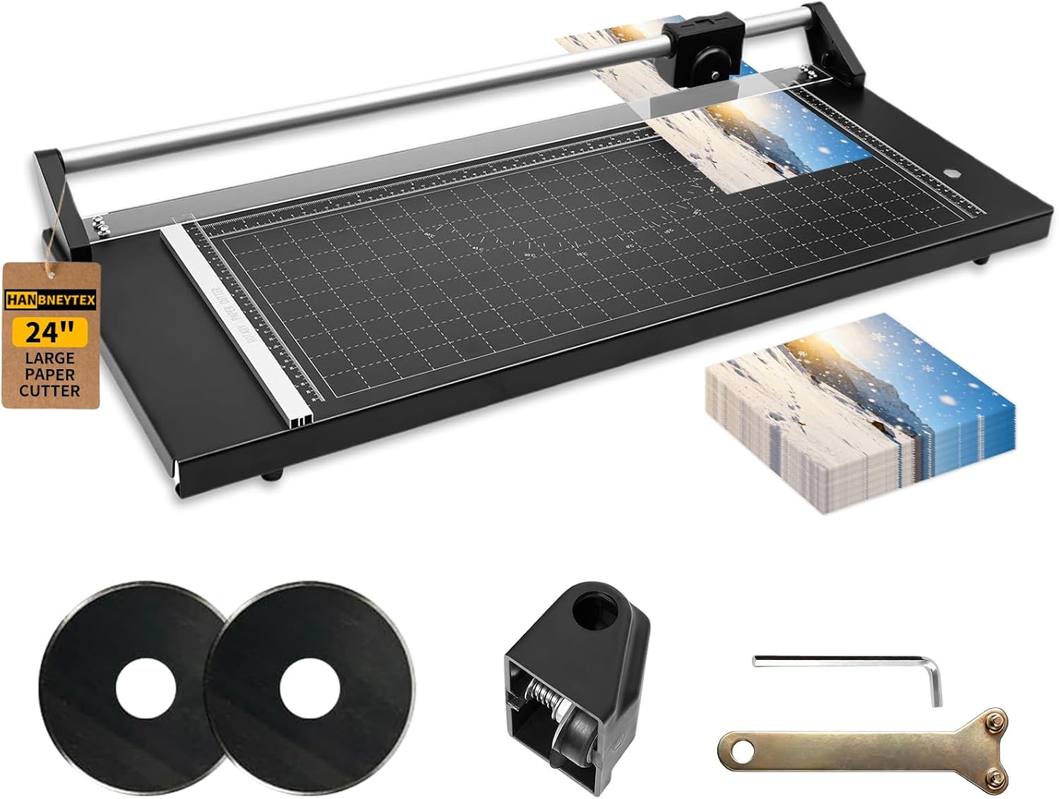 24" Manual Precision Rotary Paper Trimmer,Heavy Duty Rolling Cutter Tool,Professional Rolling Trimmer for Cutting Photo Paper, Card Stock, Office Paper