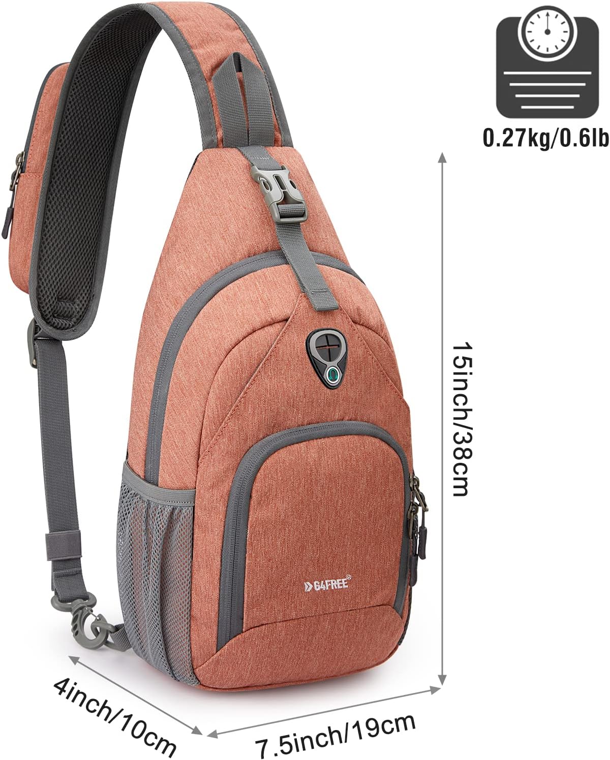 G4Free RFID Sling Bag Crossbody Backpack Small Chest Shoulder Bag Hiking Outdoor