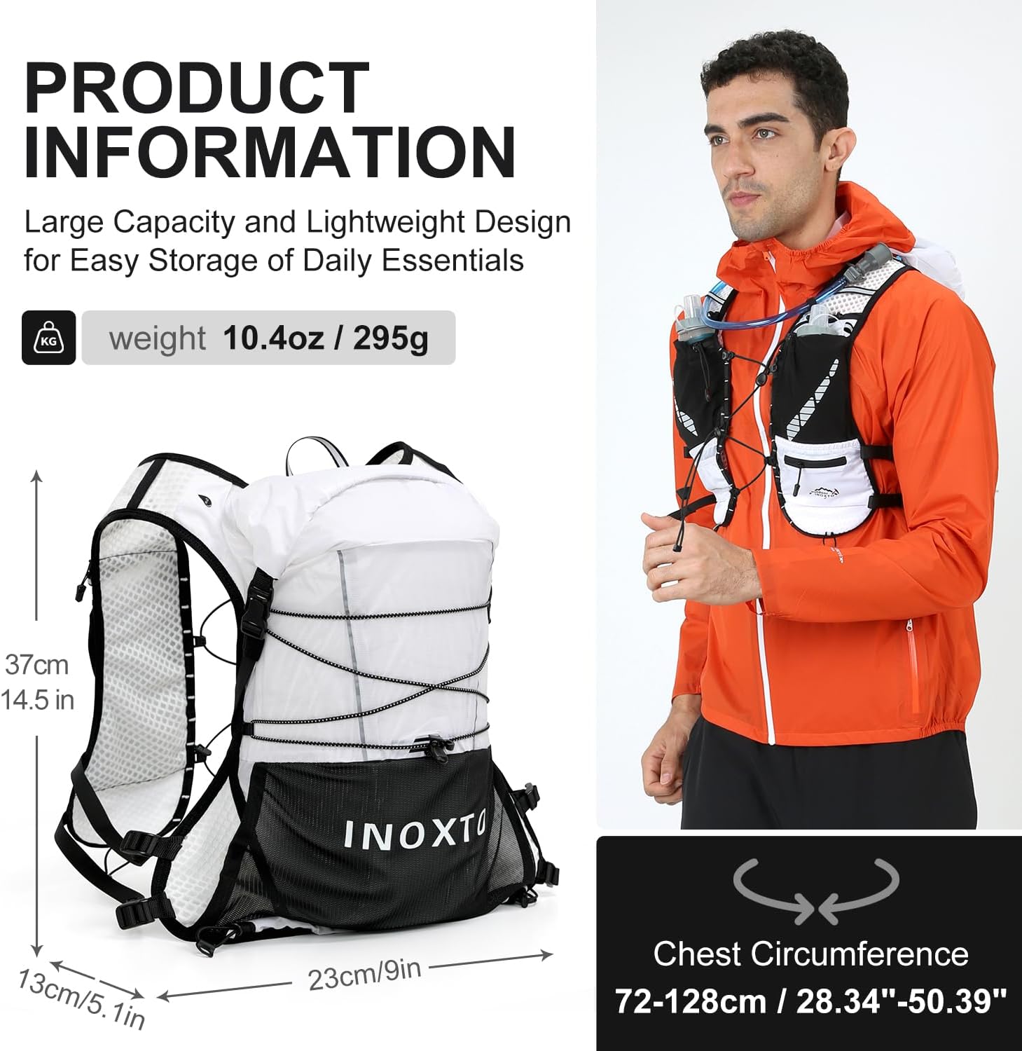 IX INOXTO Running Vest Hydration Backpack, Lightweight Running Backpack