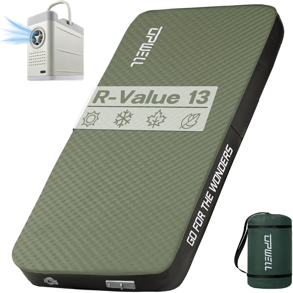UPWELL Self Inflating Sleeping Pad 4.5" Thickness Camping Mattress with Solid Foam Double Sleeping Mat Portable Fast Inflation for Outdoor Mat Portable Roll Up，with air Pump