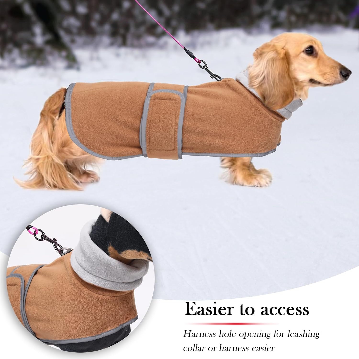 Geyecete Dachshund Sweaters for Dogs Jacket,Dachshund Coat Perfect Dog Winter Coat with Padded Fleece Lining,high Collar,Dog Snowsuit-Brown-M
