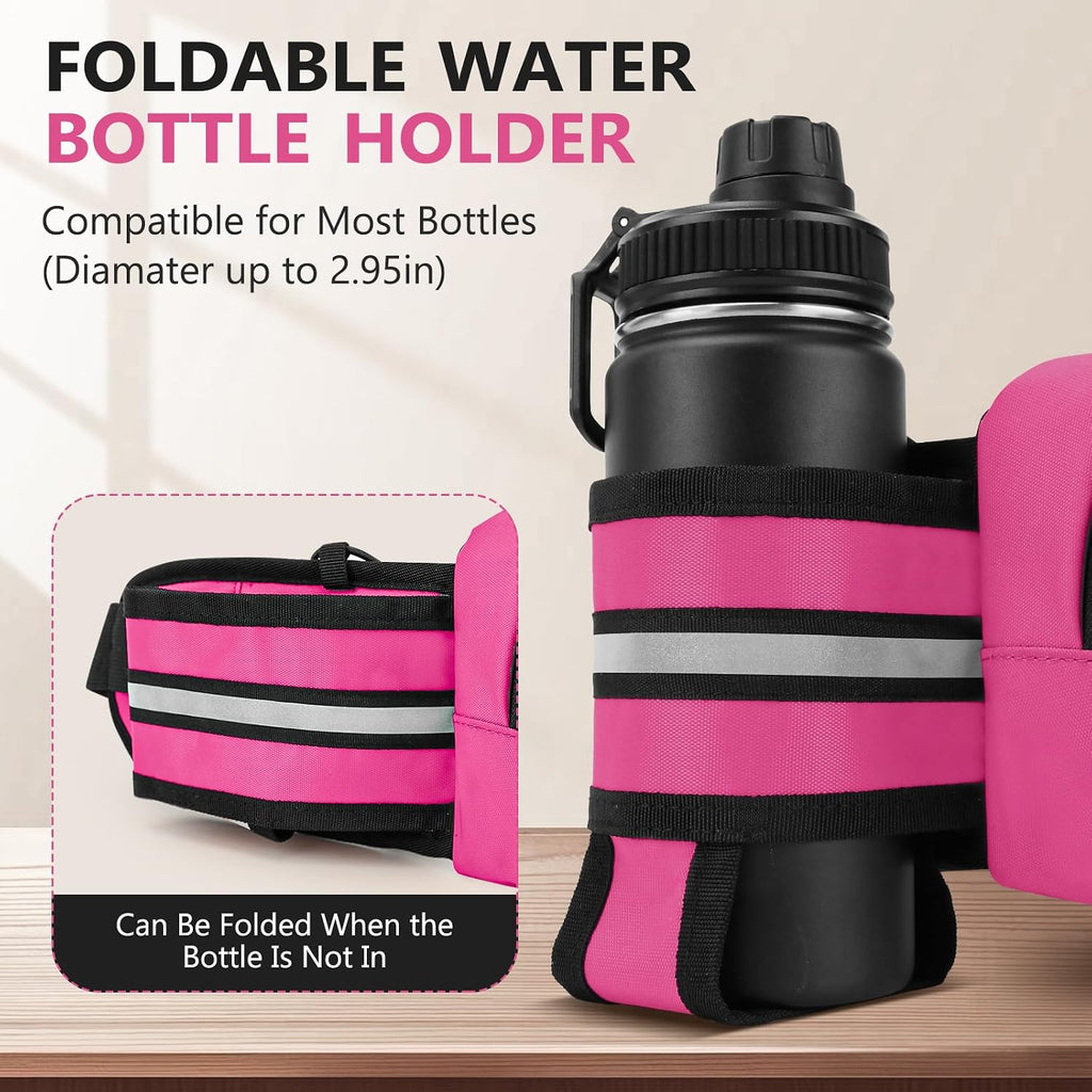 Fanny Pack for Men Women Waist Bag with Water Bottle Holder for Hiking, Travel,Dog Walking, Workout (Pink)