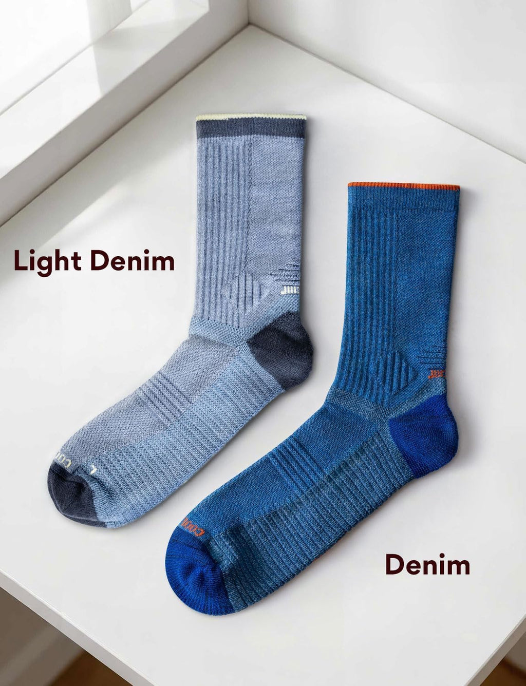 Juclise Men's Merino Wool Midweight Hiking Socks, Micro Crew, 2 Pairs