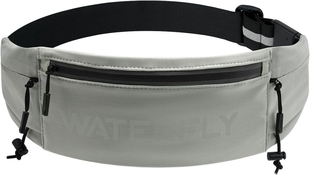 WATERFLY Running Belt Fanny Pack, Runner Race Belt with Bib Clip Green