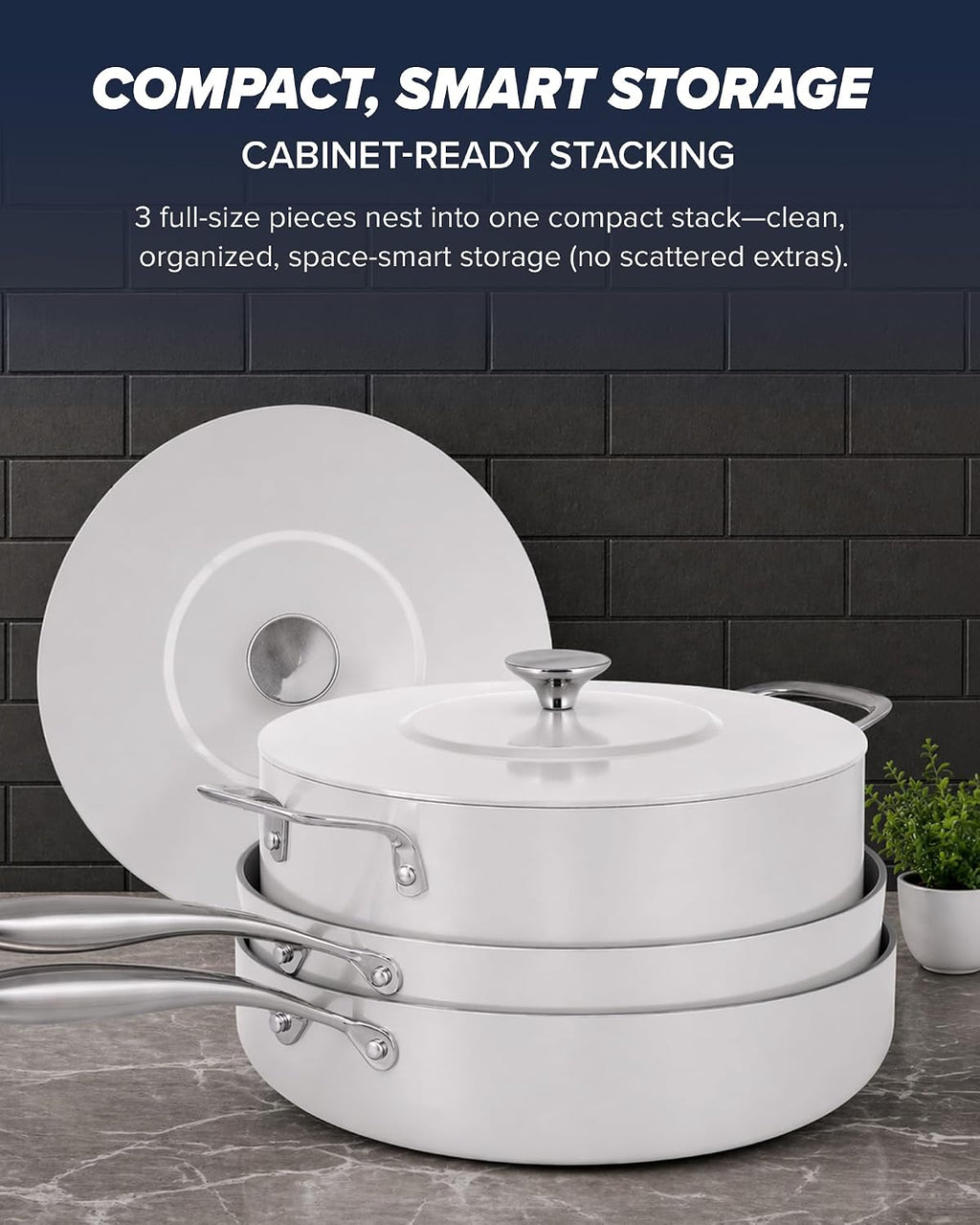 Nuwave Essential Series 5PC Ceramic Cookware Set PFAS-Free, Dishwasher Safe