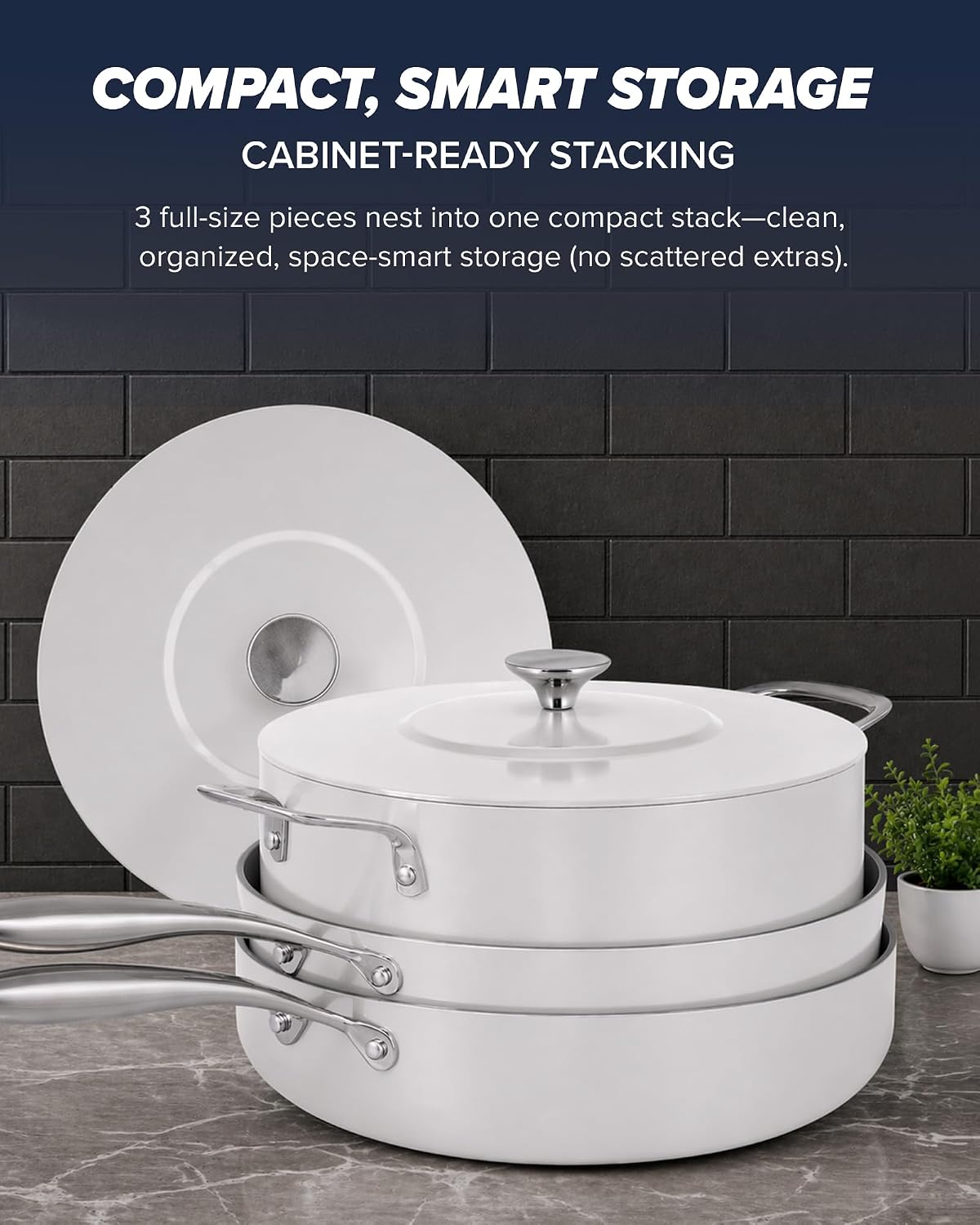 Nuwave Essential Series 5PC Ceramic Cookware Set PFAS-Free, Dishwasher Safe