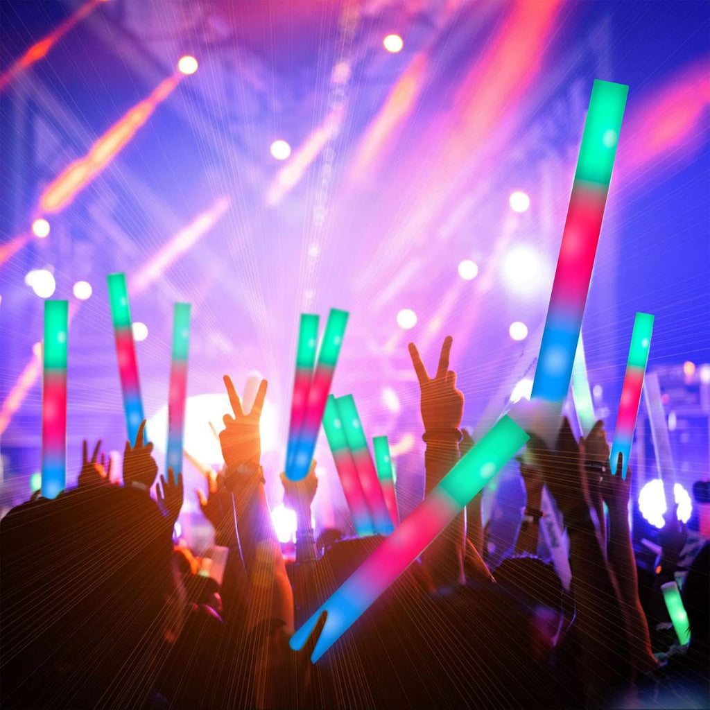 SHQDD 174PCS LED Foam Glow Sticks, Foam Light up Sticks Bulk Party Pack with 3 Modes Colorful Flashing, Glow in The Dark Party Supplies for Parties, Wedding, July 4th, Birthday,Raves,Concert,New Year
