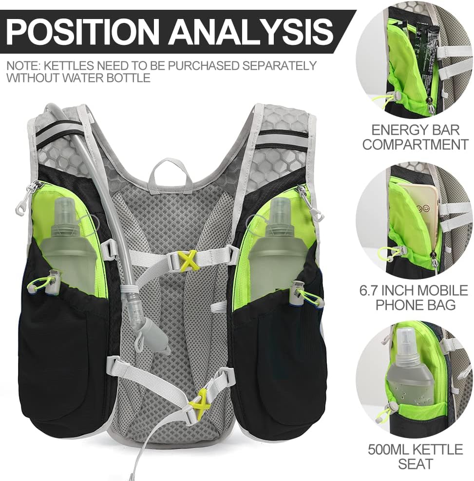 Hydration Pack Backpack, IX INOXTO Running Hydration Vest with 1.5L ( 50 oz) Water Bladder for Men Women, Lightweight Water Backpack for Hiking Cycling Climbing Camping
