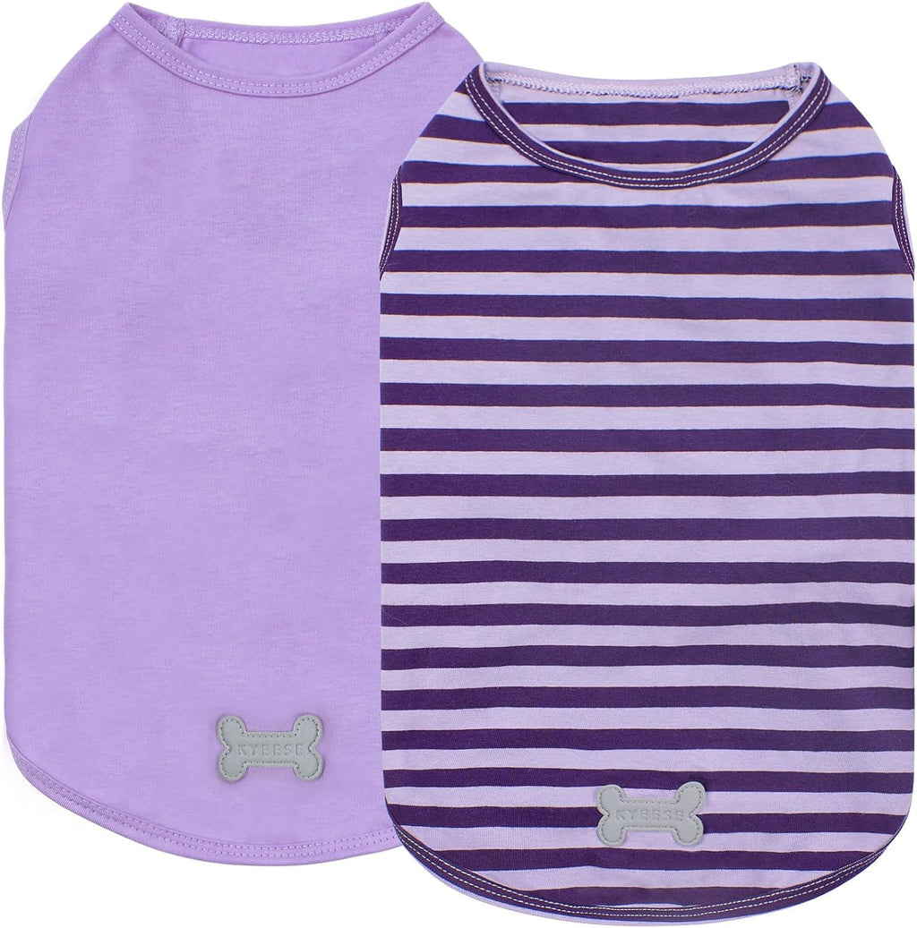 KYEESE 2Pack Cotton Dog Shirt for Small Dogs Soft Striped Tank Top