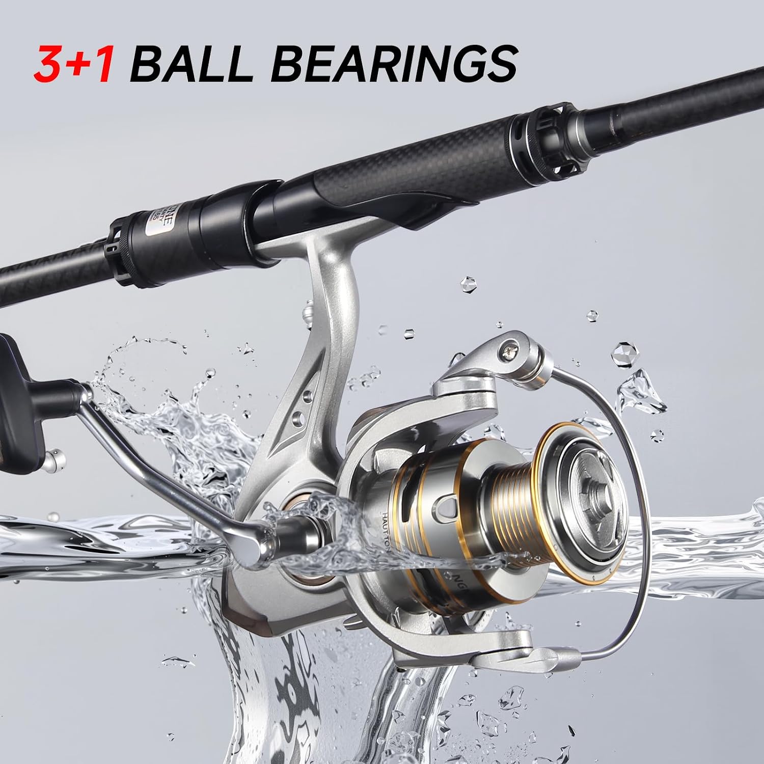 HAUT TON Spinning Reel, 6+1BB Metal Surf Fishing Reels, 55lbs Max Drag