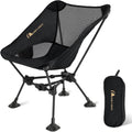 MOON LENCE Portable Camping Chair，Lightweight Backpacking Hiking Chairs,Compact,Foldable,with Anti-Sinking Large Feet for Beach,330 lbs Capacity (Black, Standard)