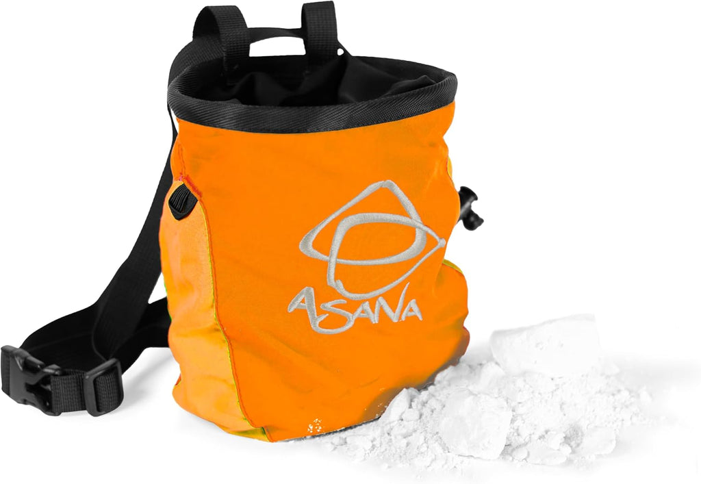 Chalk Bag for Rock Climbing & Bouldering with Waist Belt, Brush Loop, Fleece Liner, Cord Lock Enclosure - Complete with Hamster Ball Chalk Holder