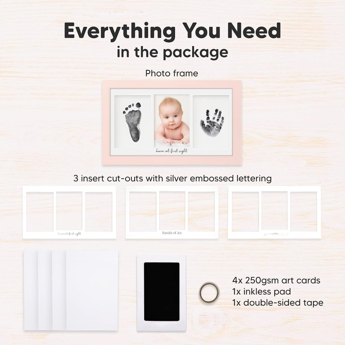 Inkless Hand and Footprint Kit, Boy Girl Newborn Keepsake (Petal Pink)