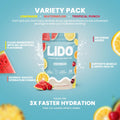 LIDO Electrolyte Powder Packets — Zero Sugar Hydration Drink Mix Packets with Trace Minerals & Sea Salt — Vegan, Keto, Paleo & Fasting Friendly — Variety Pack for Replenishment & Energy, 28 Sticks