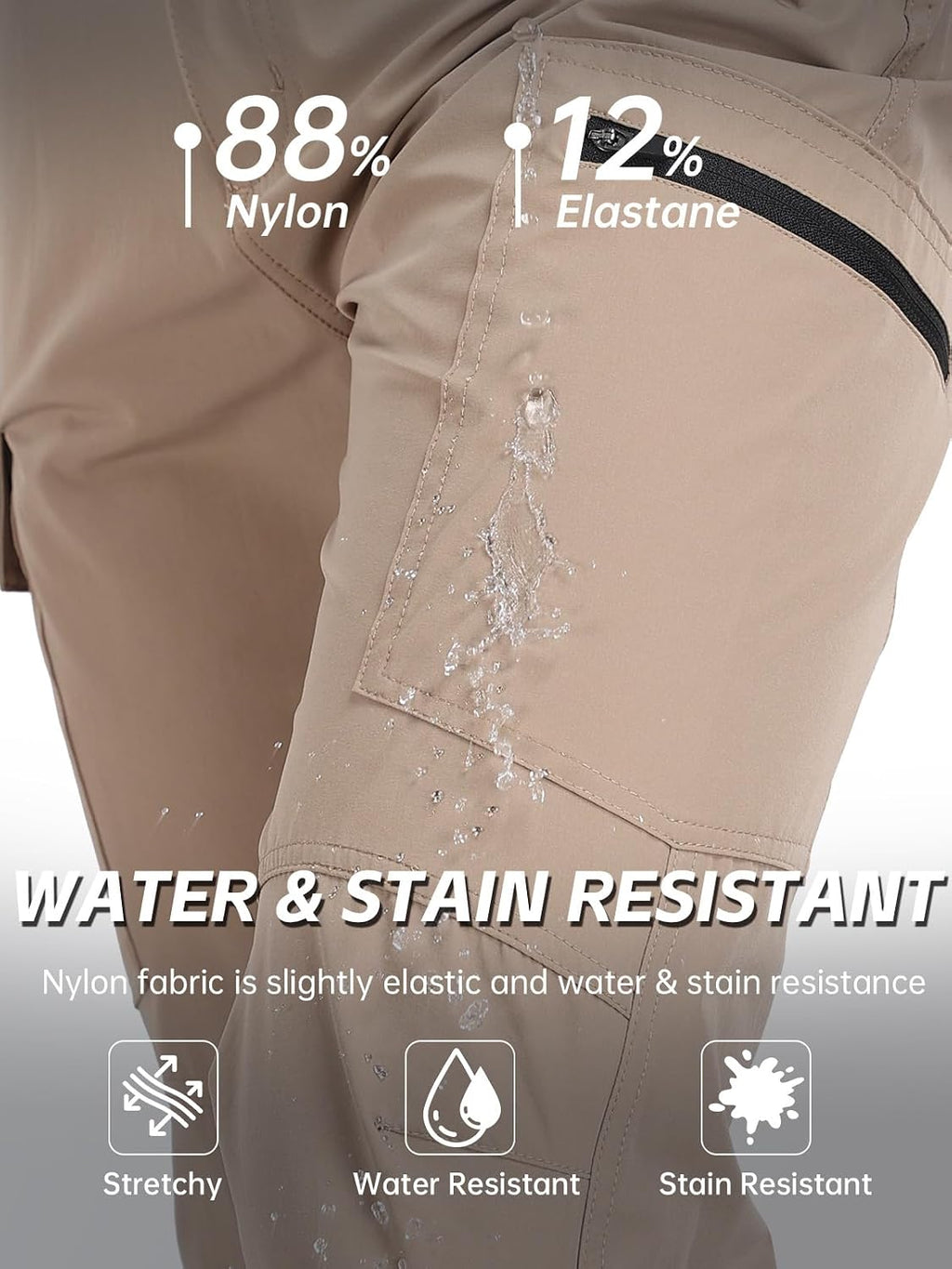 Men's Hiking Cargo Pants Water Resistant Quick Dry Lightweight Pants with 6 Pockets Tactical Work Pants