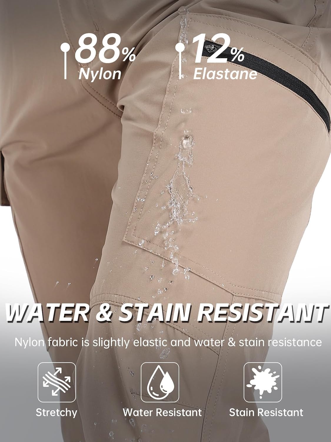 Men's Hiking Cargo Pants Water Resistant Quick Dry Lightweight Pants with 6 Pockets Tactical Work Pants