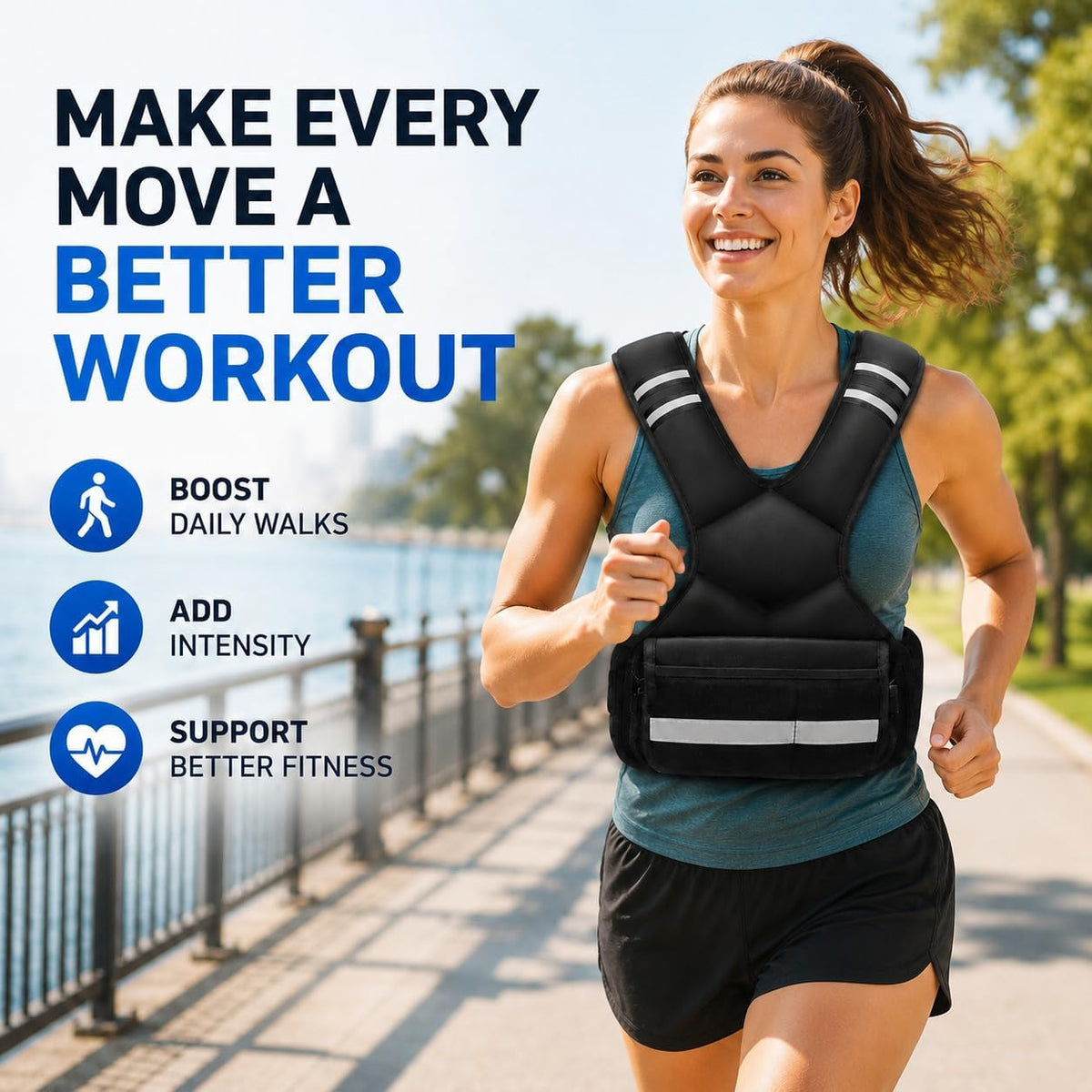 Adjustable Weighted Vest for Men and Women,4-10lb Variable Body Weight Vest for Home Workouts, Running, Rucking, HIIT & Strength Training, Removable Ironsand Weights, Reflective & Pockets