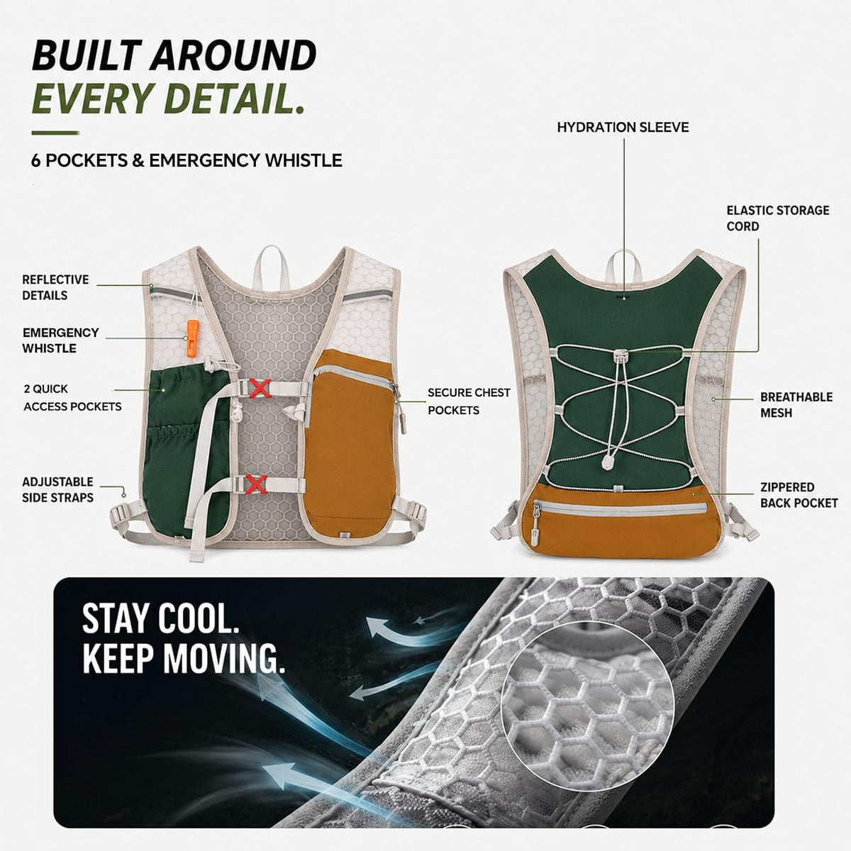 Running Vest with 2L Hydration Bladder Lightweight Pack