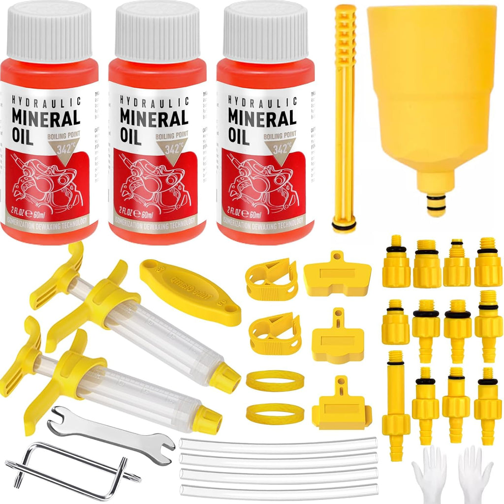 Pmbqifay Brake Bleed Kit for Shimano,TEKTRO, TRP Hydraulic Disc Brakes, with 180 ml Mineral Oil Brake Fluid, Bike Hydraulic Brake Bleed Kit for MTB/Road Bike Brake