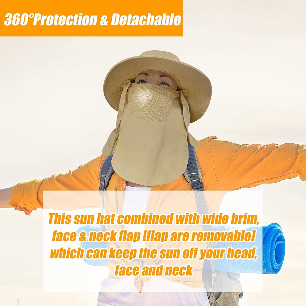 Fishing Hat for Men & Women, Sun Protection Hat with Face Cover & Neck Flap
