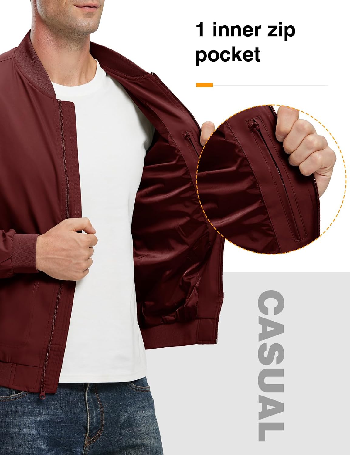 TBMPOY Men's Lightweight Jackets Casual Dress Golf Bomber Windbreaker Fall
