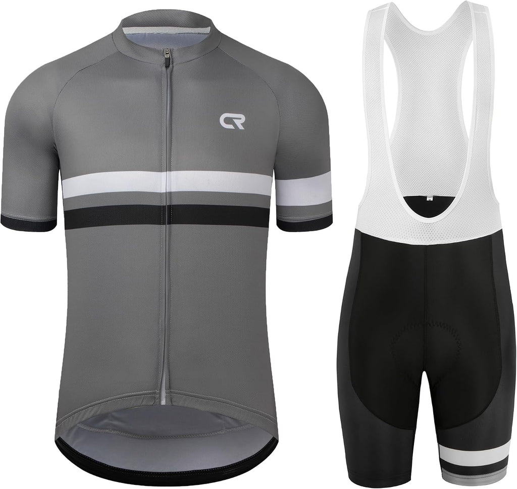 Coconut Ropamo CR Men's Cycling Jersey Set Road Bike Jersey Zipper Pocket Short Sleeves Cycling Kits Bib Shorts 3D Padded