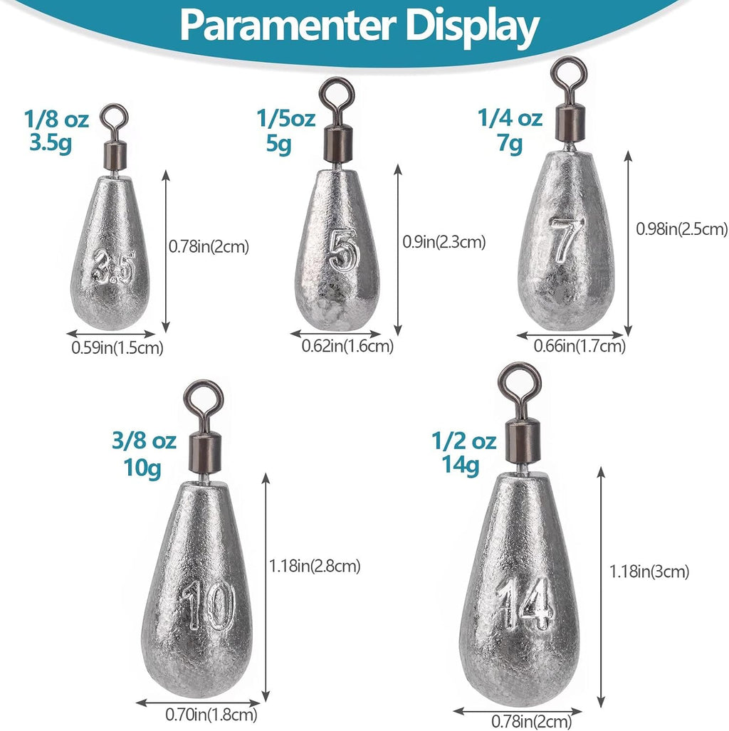 THKFISH Fishing Weights Sinkers Set, 28PCS Fishing Sinker Drop Shot Weights Kit,Drop Shot Rig Wacky Hooks for Saltwater Freshwater Bass Fishing