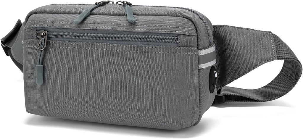 Mini Hiking Waist Bag, 3-Pocket 1.7L RFID Blocking Fanny Pack for Men Women (Grey)