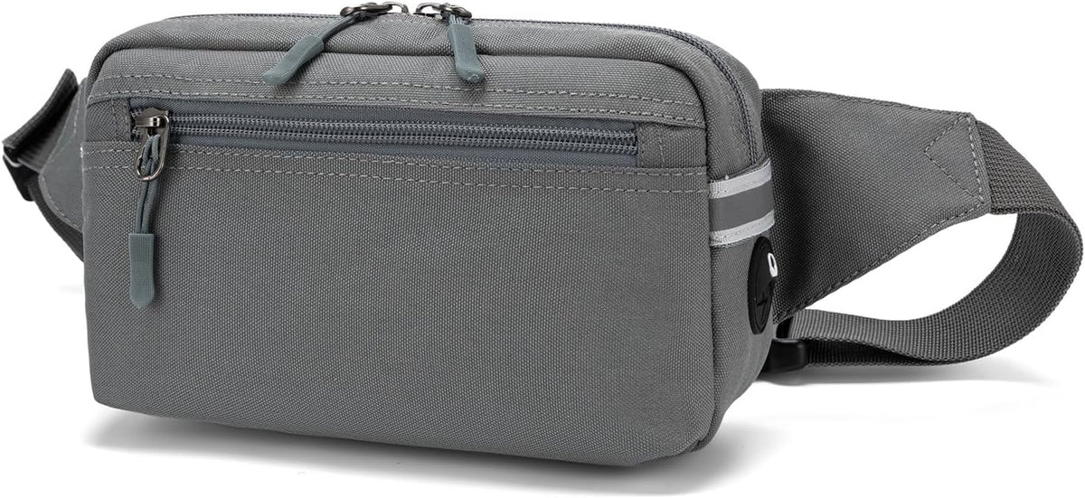 Mini Hiking Waist Bag, 3-Pocket 1.7L RFID Blocking Fanny Pack for Men Women (Grey)