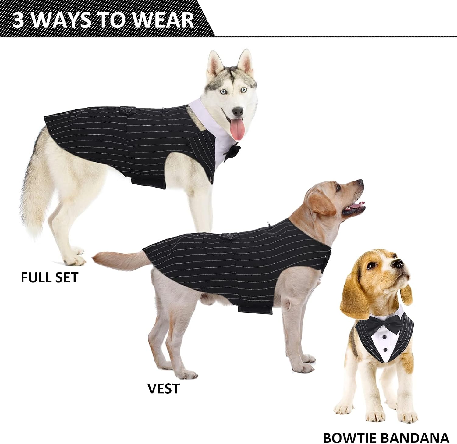 Dog Tuxedo for Large Dogs, Dog Suit and Bandana Set, Dog Costume Outfit