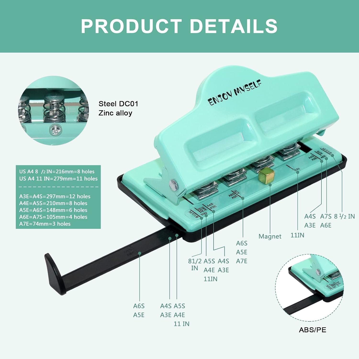 Mushroom Discbound Hole Punch, 4 Holes Mushroom Paper Puncher for Disc Bound Planner (Lake Blue)