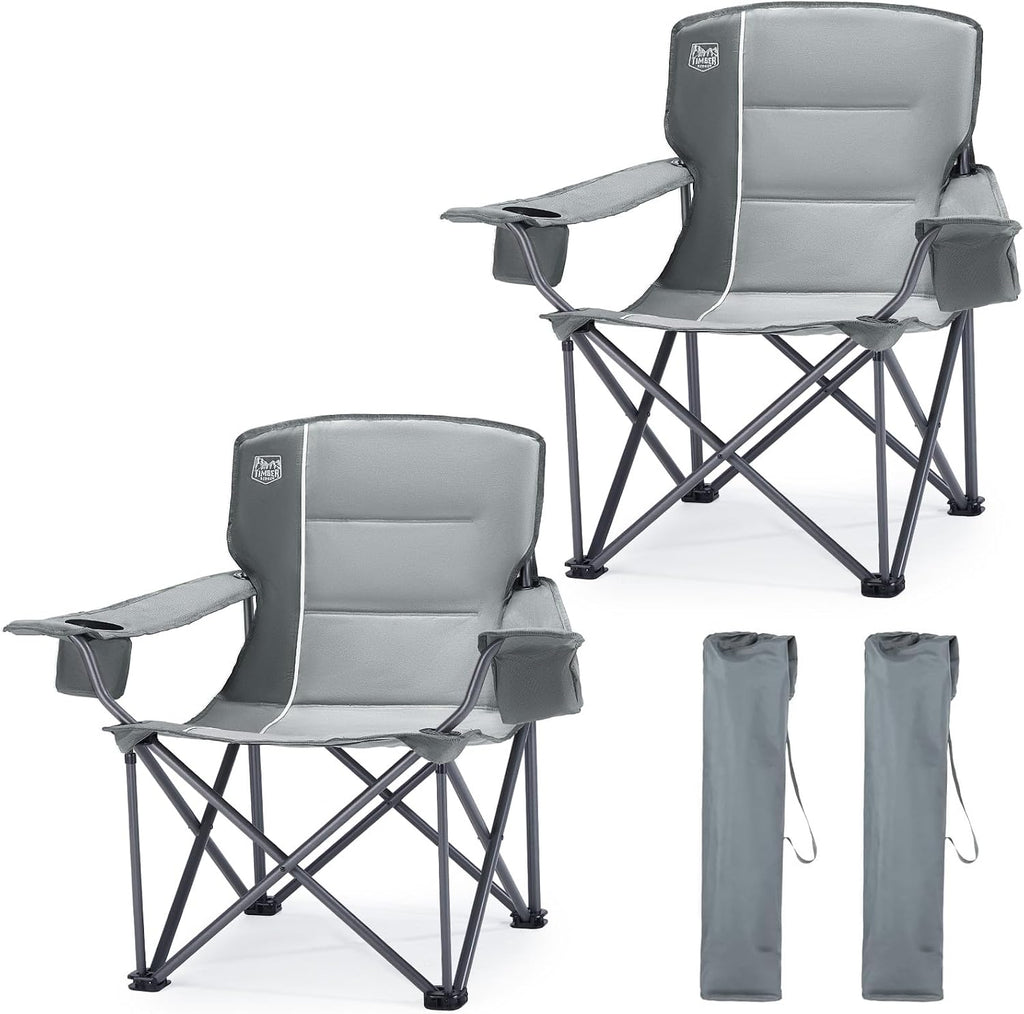 TIMBER RIDGE 2 Pack Oversized Folding Camping Chair for Adults