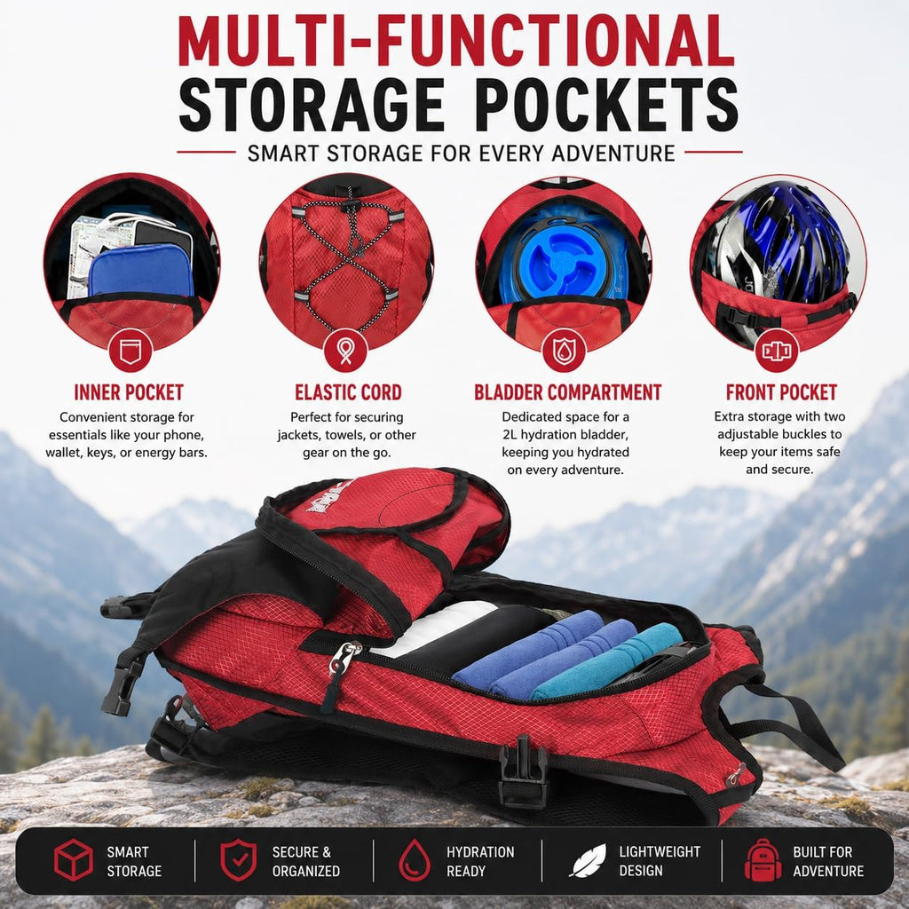 Zavothy Hydration Backpack with 2L Hydration Bladder Water Backpack for Hiking Hydration Pack for Running Cycling Hiking