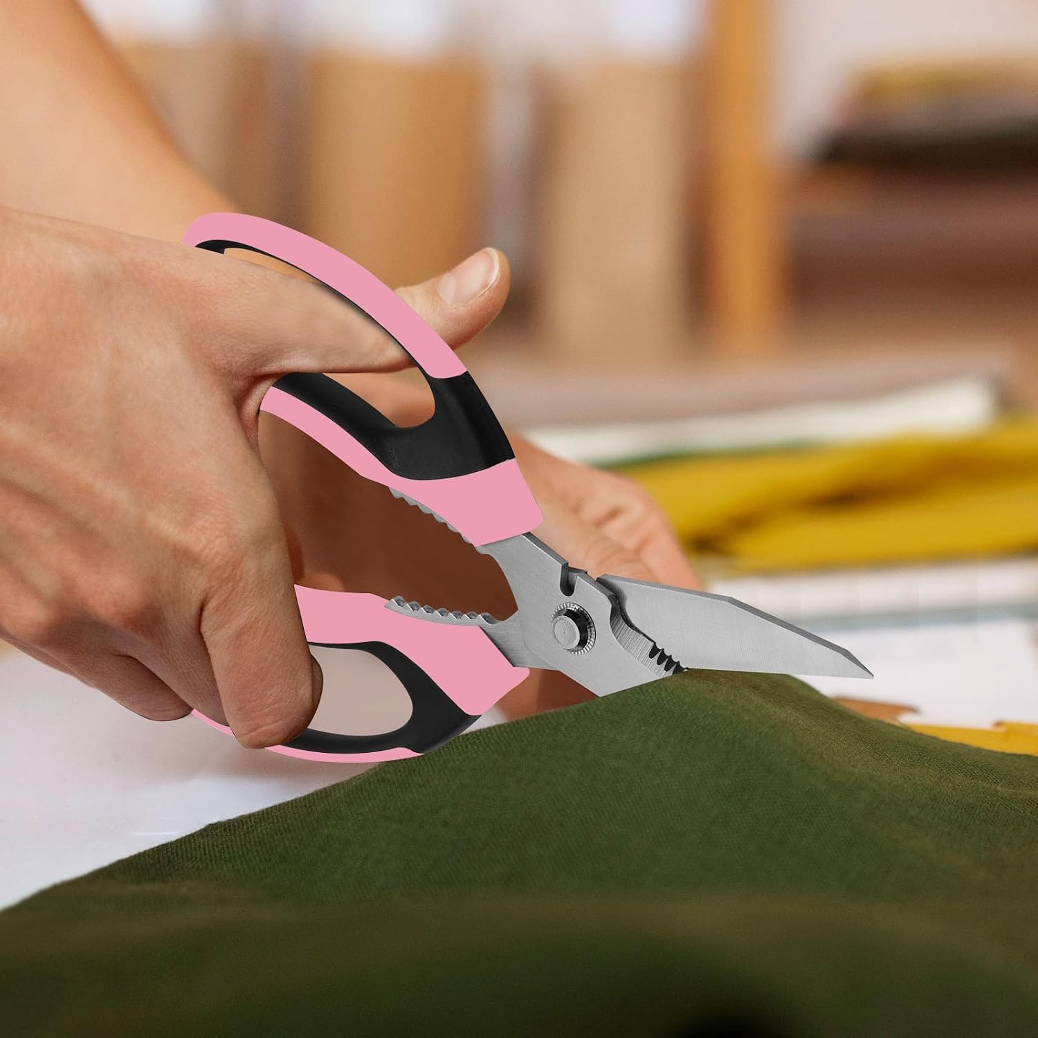 BoFuYuan Utility Scissors All Purpose heavy duty 8-Inch Pink