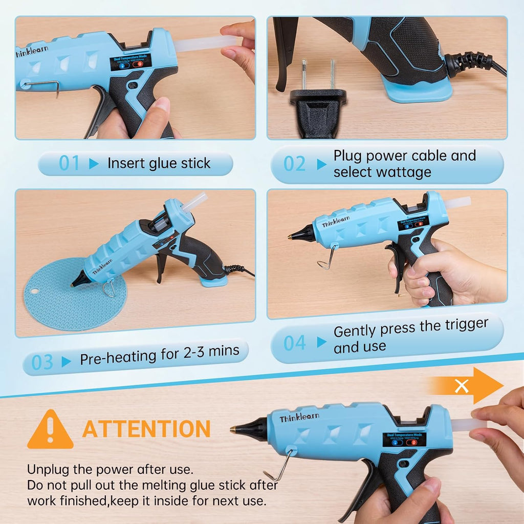 THINKLEARN Hot Glue Gun, Full Size, 60/100W Dual Power