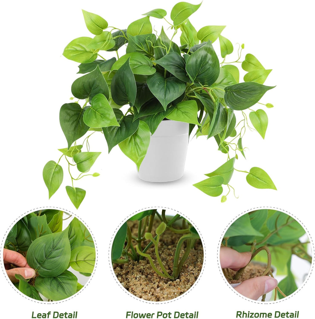 CEWOR Artificial Plants Fake Pothos with Plastic Pot Artificial Potted Plant for Home Office Bedroom Indoor Outdoor Decor 1 Pack