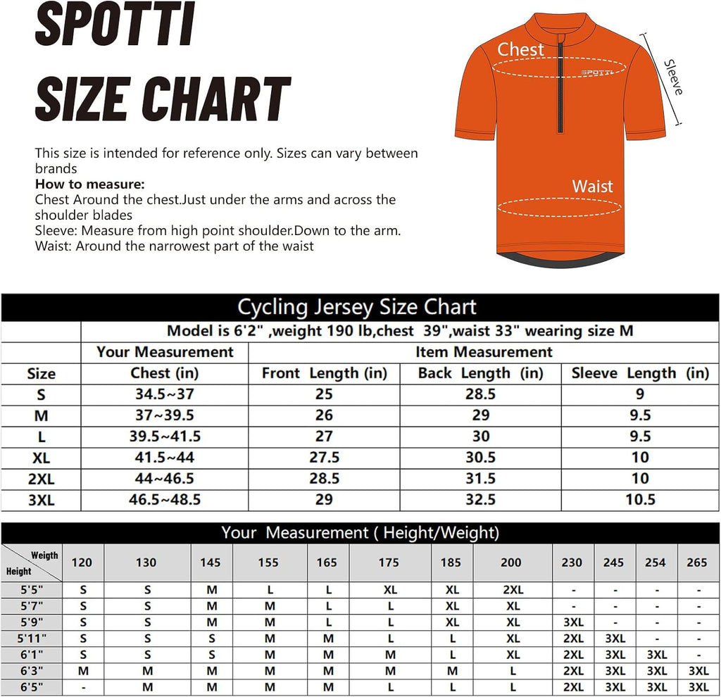 Spotti Men's Cycling Jersey Short Sleeve Half-Zip Bike Shirt, 4 Pockets