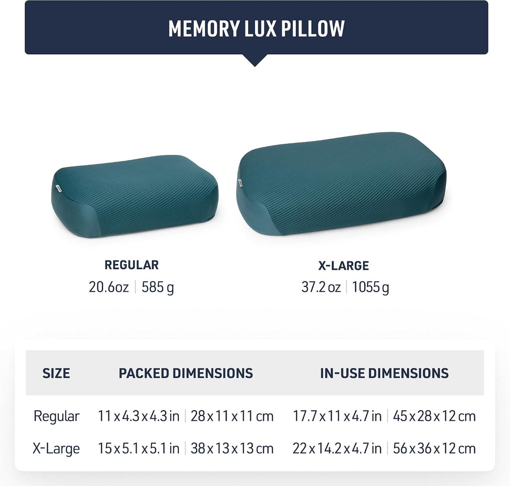 Sea to Summit Memory Lux Inflatable Foam Pillow, X-Large, Mediterranean