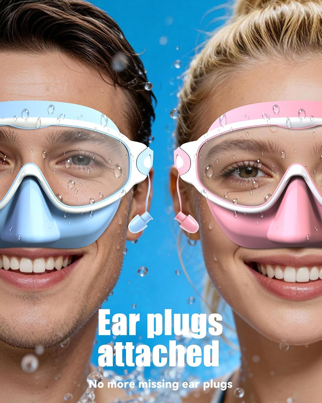 Aegend Swim Goggles with Nose Cover for Adults, 2 Pack Wide View Swimming Goggles Anti-Fog/UV No Leak for Men & Women