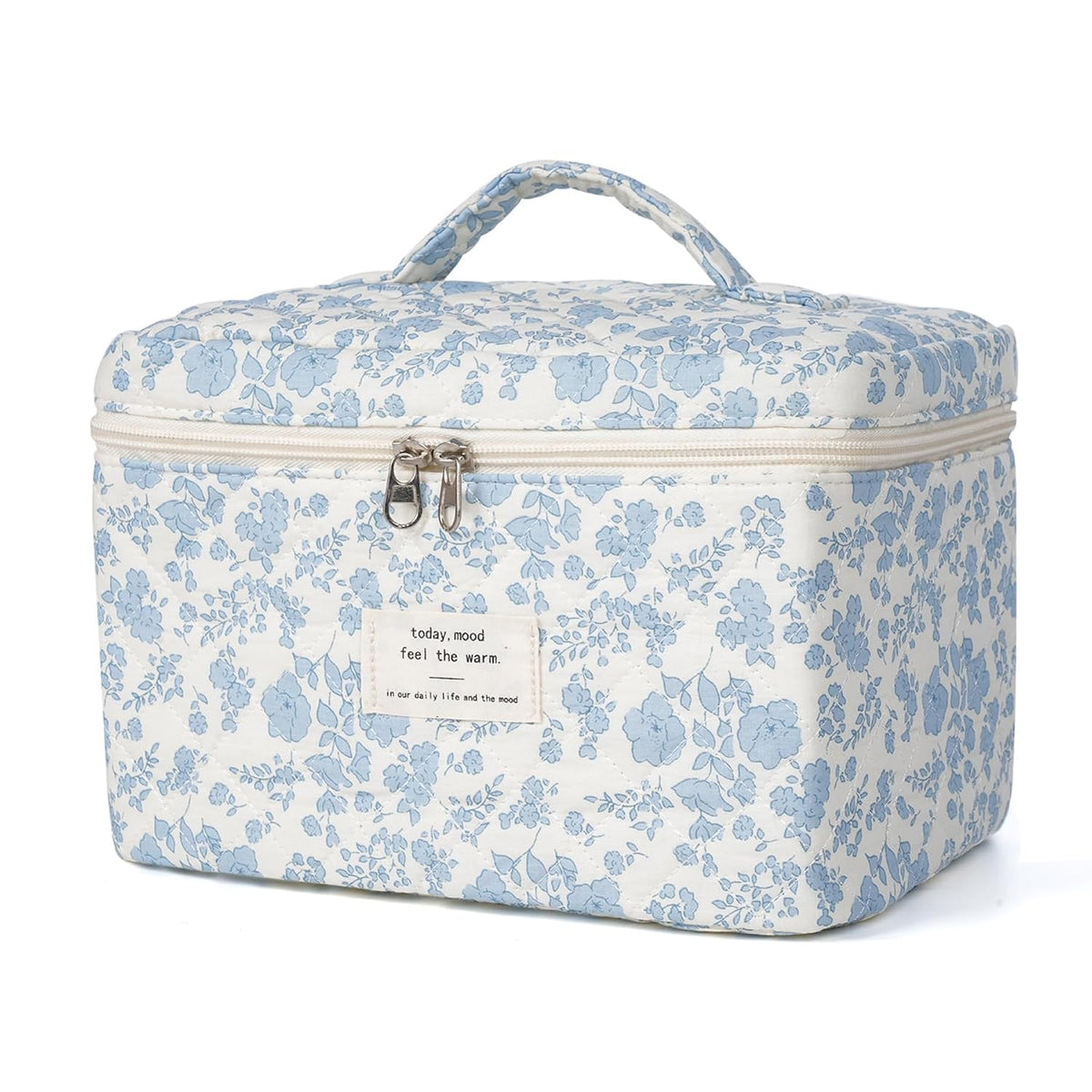 honitty Makeup Bag,Quilted Cosmetic Bags,Large Floral Make Up Organize bag,Makeup Bag Set for Women,Flower Travel Toiletry Bag