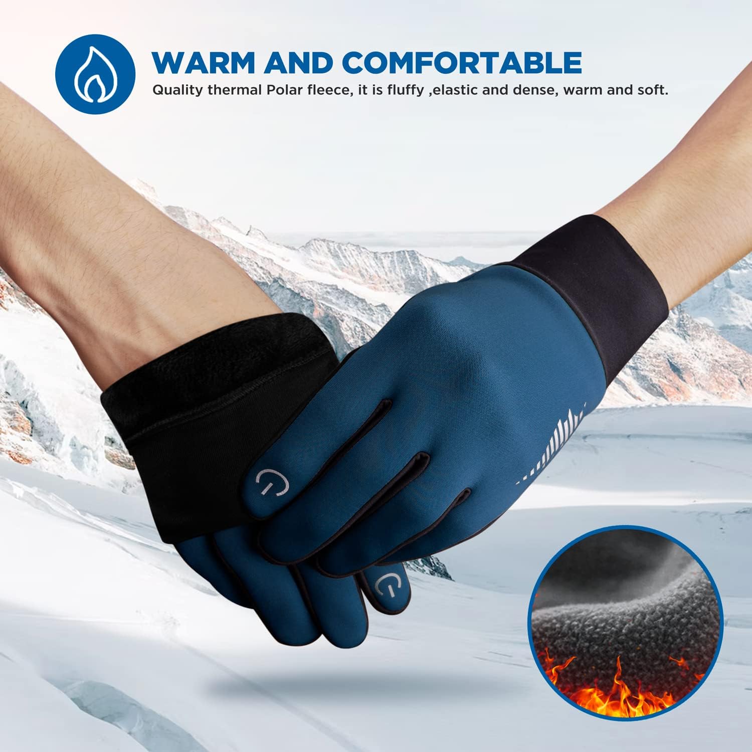 SIMARI Winter Gloves for Women Men - Cold Weather Thermal Touch Screen Ski Snow Glove Liners, Non-Slip Palm & Warm Fleece Lined, for Running Cycling Driving Hiking Walking Sports Outdoor Texting Work